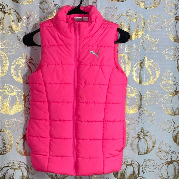 Puma Kids Bright Pink Quilted Vest - Picture 1 of 10